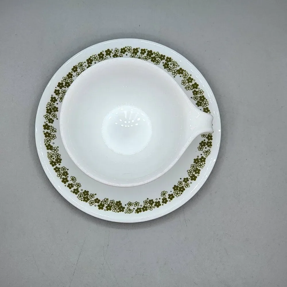 Corning Corelle Green Spring Blossom Crazy Daisy Hook Coffee Cup & Saucer Set 3
